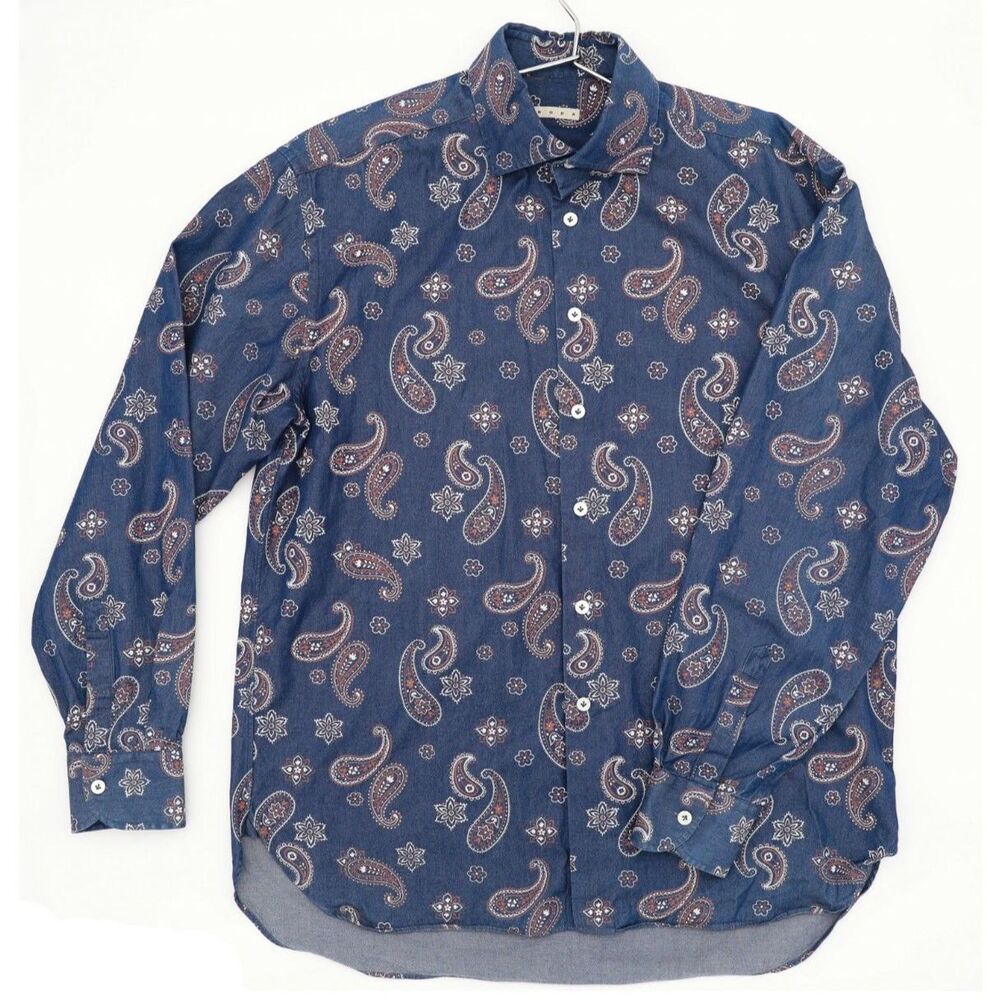 Roda Paisley Print Long Sleeve Mens Shirt Classic Dress Shirt XL